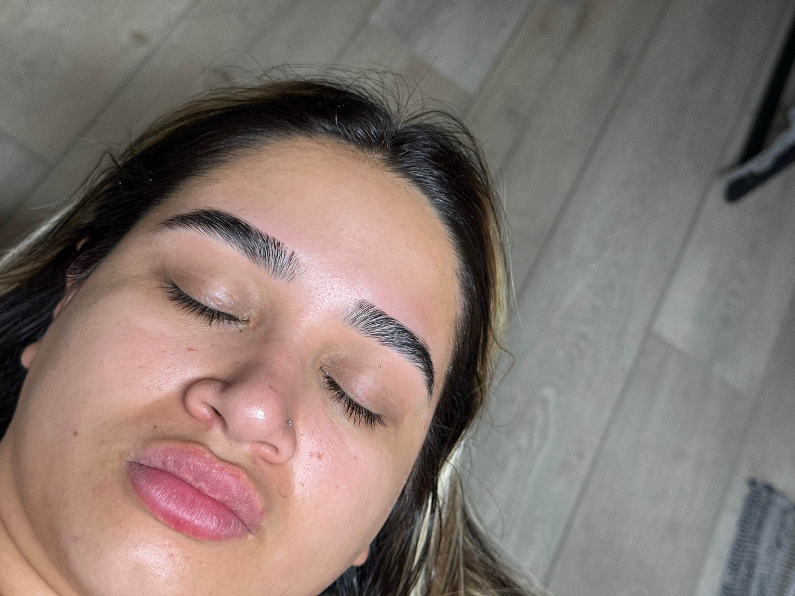 Laminated brows after a brow lamí
